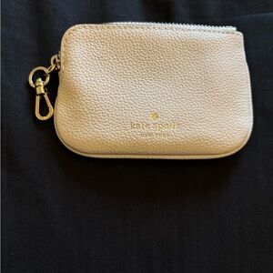 Kate Spade Cream Leather Pouch with Gold Zipper